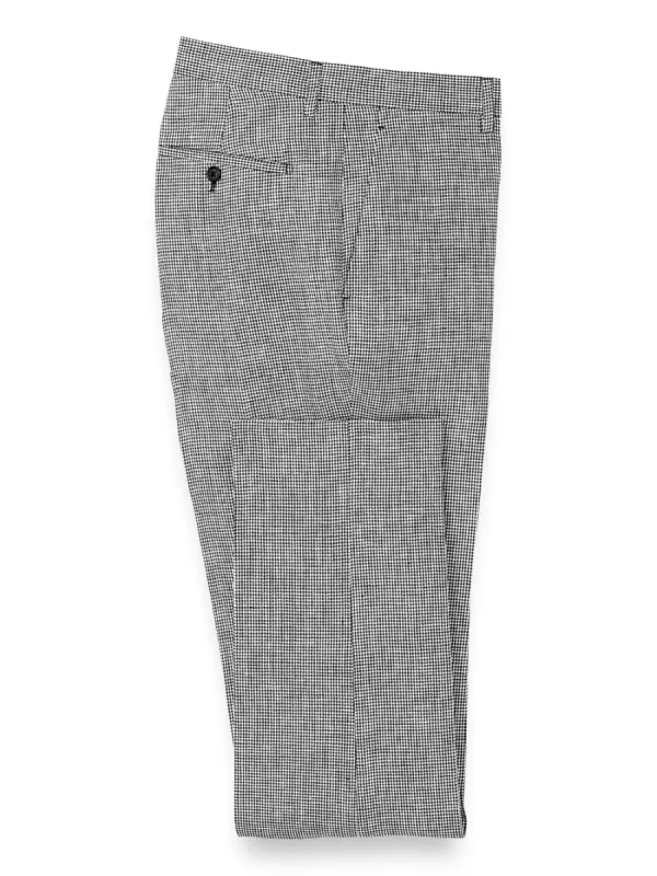 Linen Houndstooth Suit Pants - Black/white Houndstooth sold by Paul Fredrick