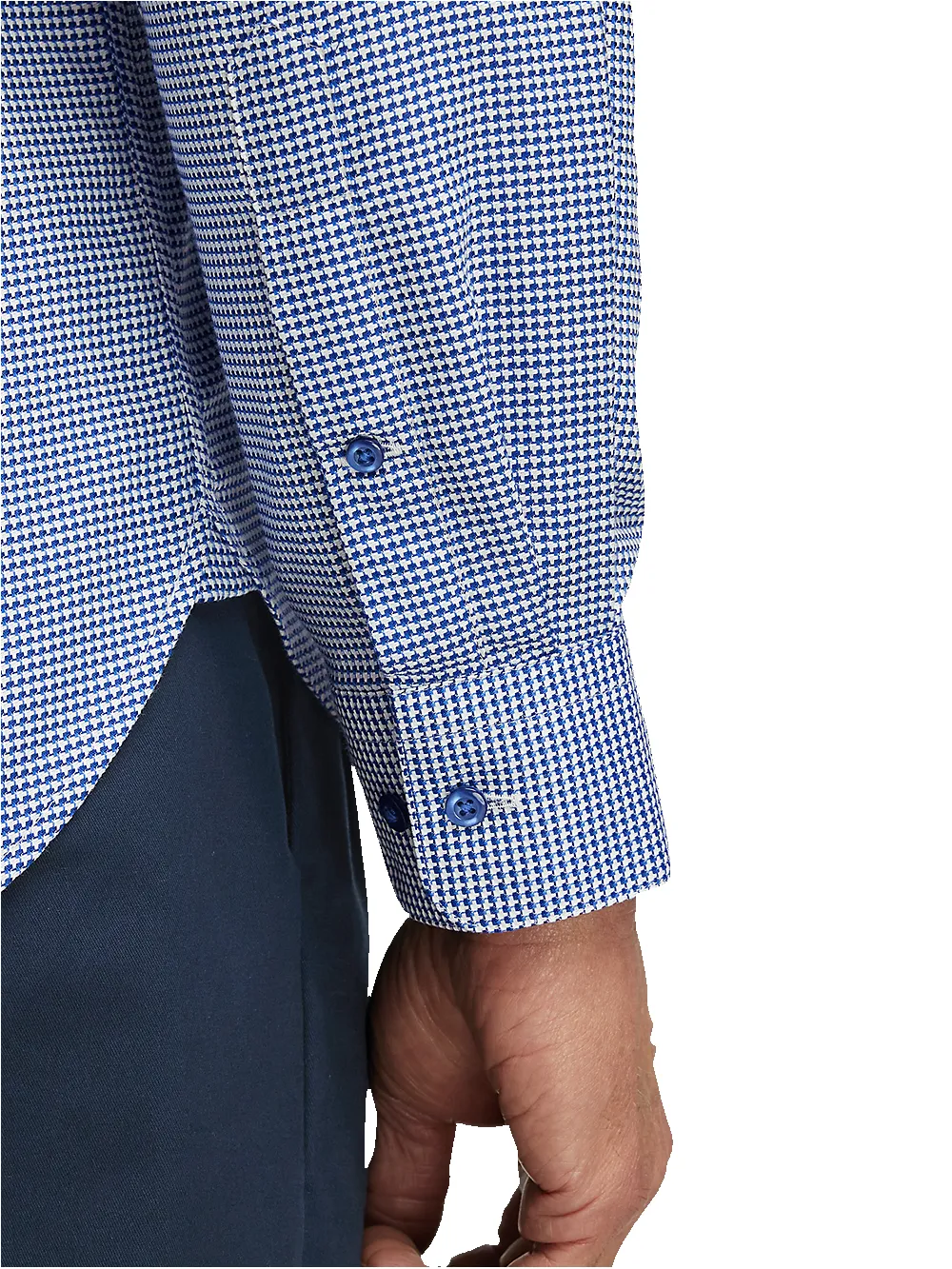 Cotton Houndstooth Casual Shirt - Blue sold by Paul Fredrick product image thumbnail 4
