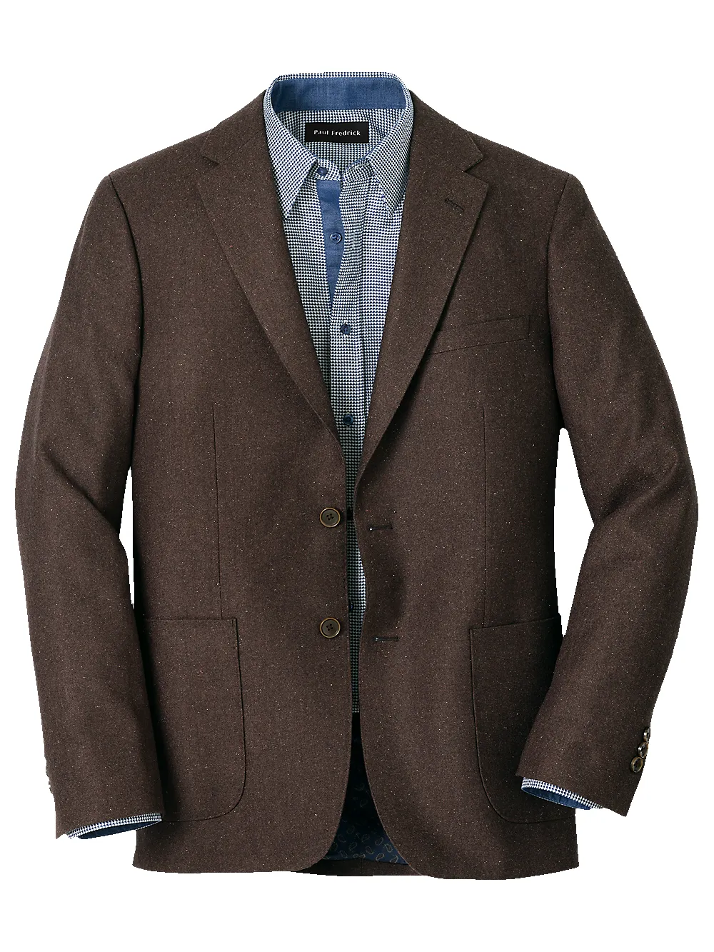 Wool Blend Donegal Single Breasted Notch Lapel Sport Coat - Brown sold by Paul Fredrick