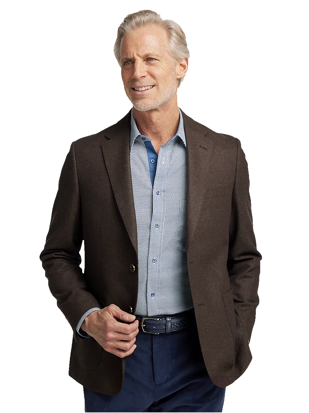 Wool Blend Donegal Single Breasted Notch Lapel Sport Coat - Brown sold by Paul Fredrick product image thumbnail 2