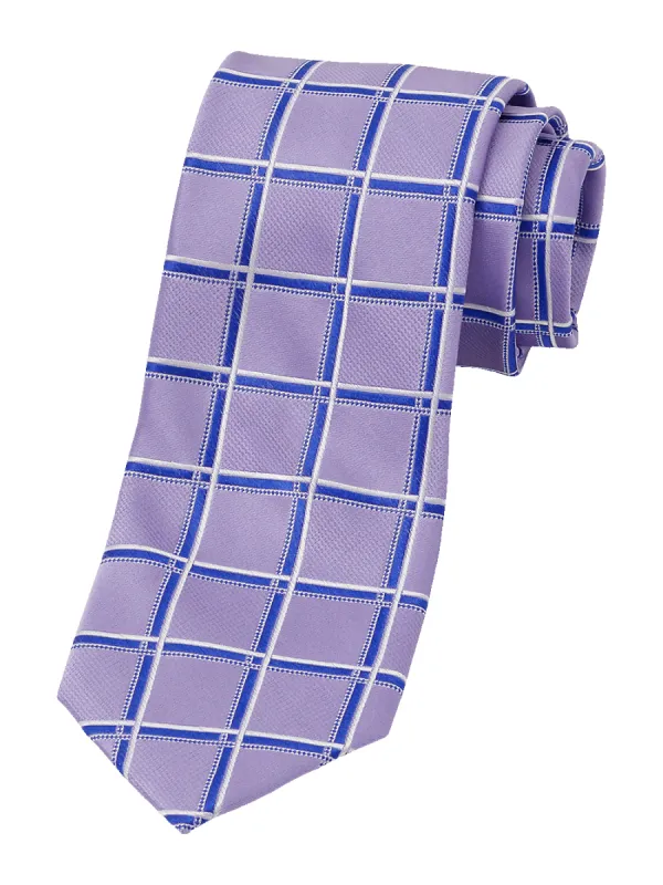 Windowpane Woven Silk Tie - Lavender/blue sold by Paul Fredrick