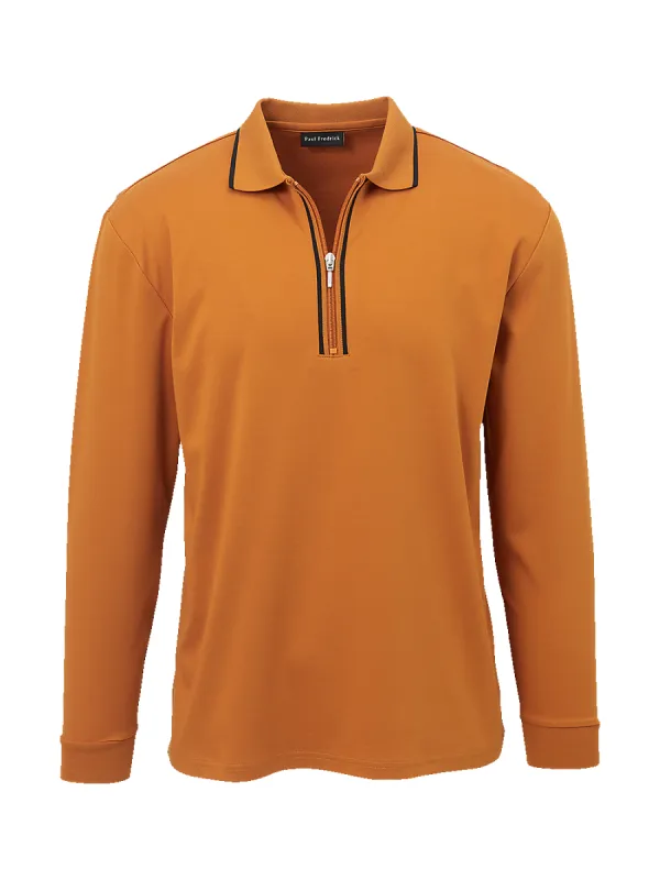 Mercerized Cotton Zip Polo - Copper sold by Paul Fredrick
