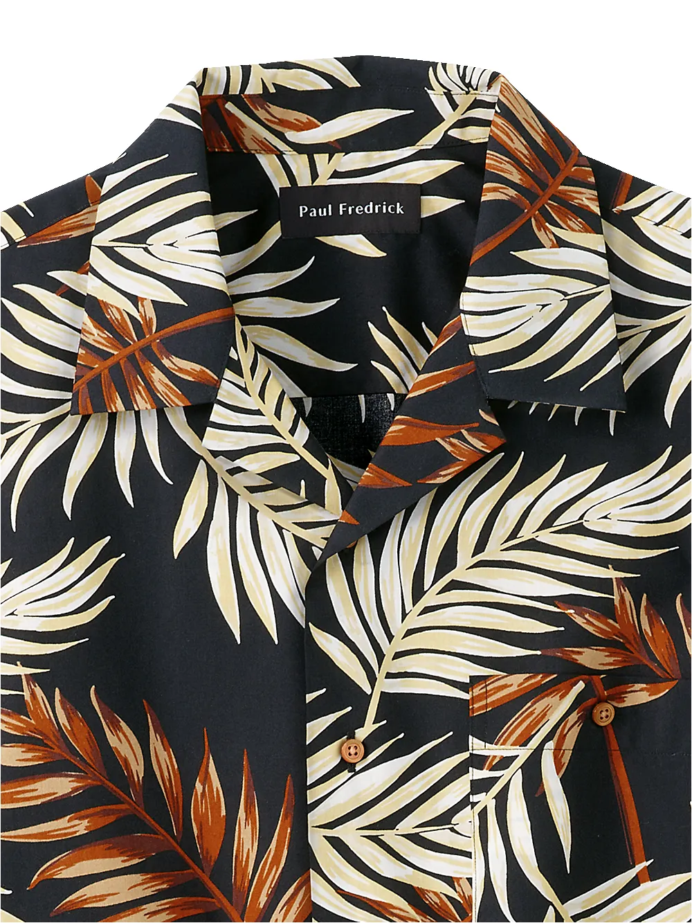 Cotton Tropical Print Casual Shirt - Black Multi sold by Paul Fredrick product image thumbnail 3
