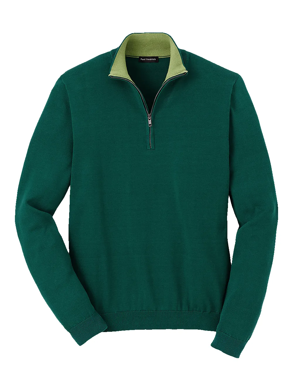 Supima Cotton Zip Mock Neck Sweater - Green sold by Paul Fredrick