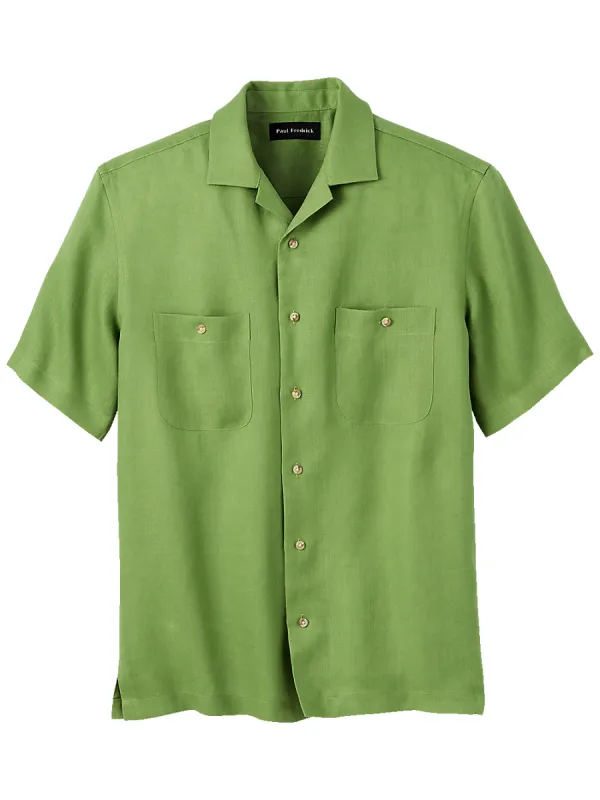 Linen Solid Casual Shirt - Green sold by Paul Fredrick