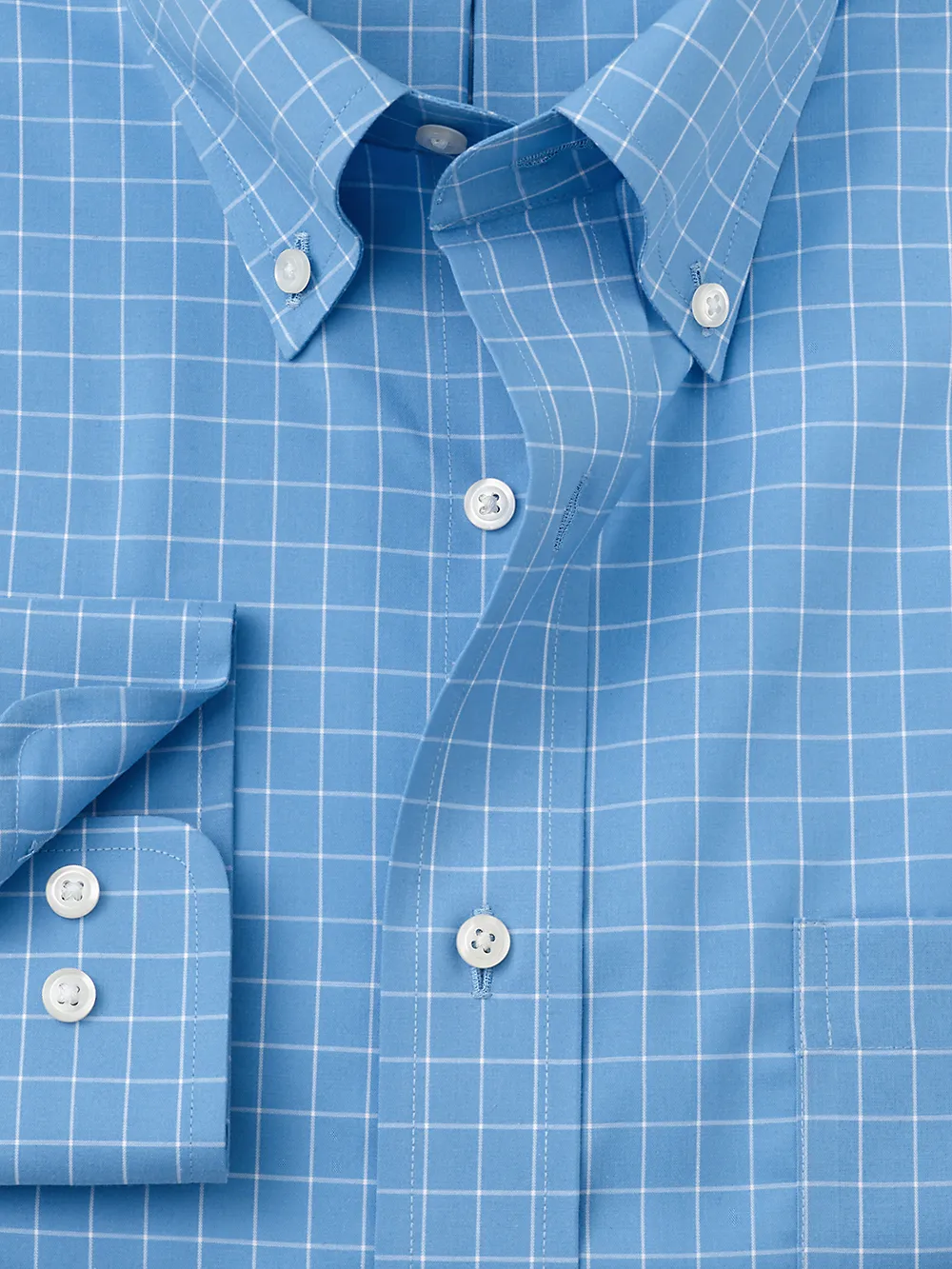 Non-Iron Cotton Check Dress Shirt - Blue sold by Paul Fredrick product image thumbnail 2