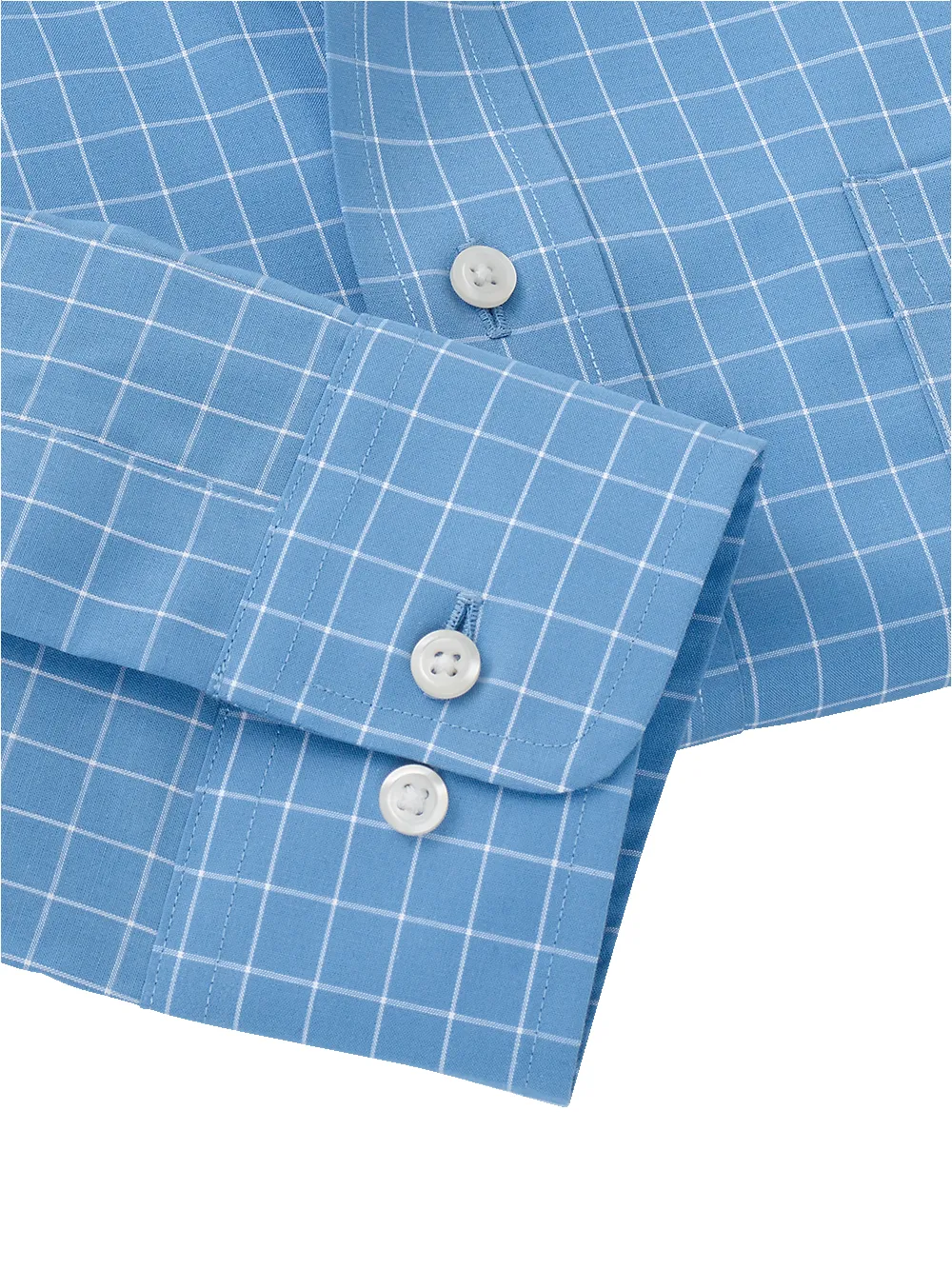 Non-Iron Cotton Check Dress Shirt - Blue sold by Paul Fredrick product image thumbnail 4