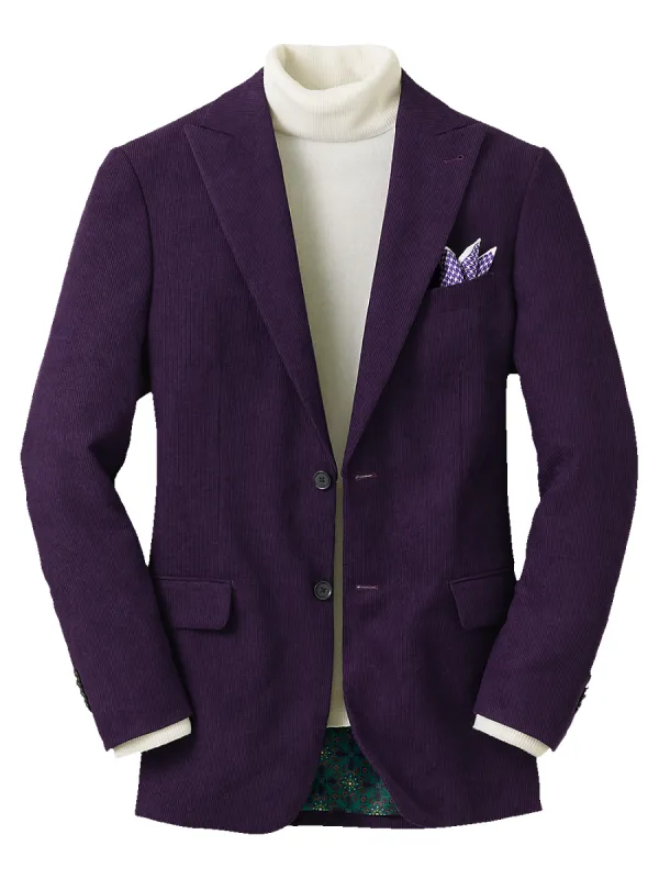 Corduroy Microfiber Single Breasted Peak Lapel Sport Coat - Purple sold by Paul Fredrick
