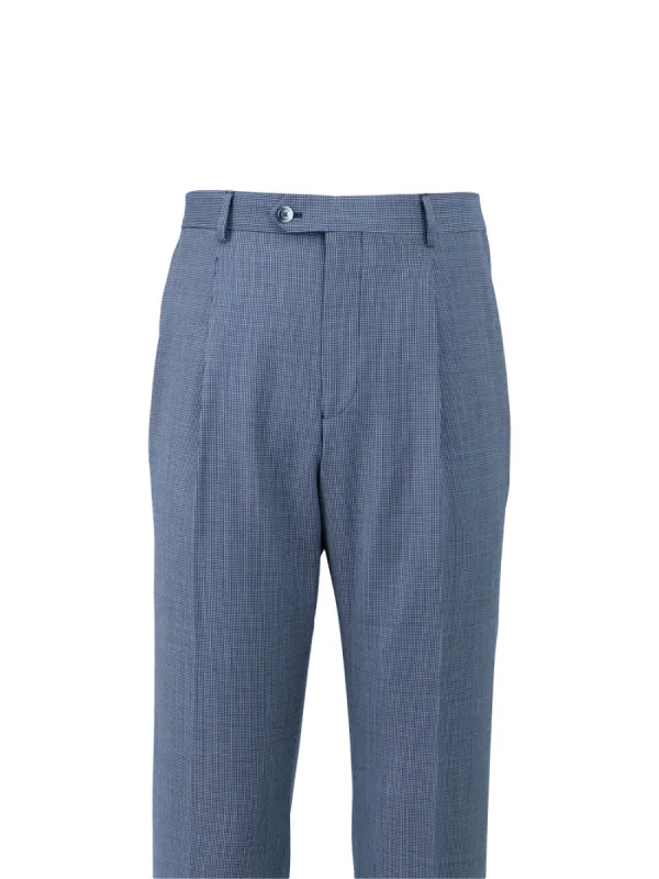 Wool Micro Check Single Pleat Suit Pants sold by Paul Fredrick