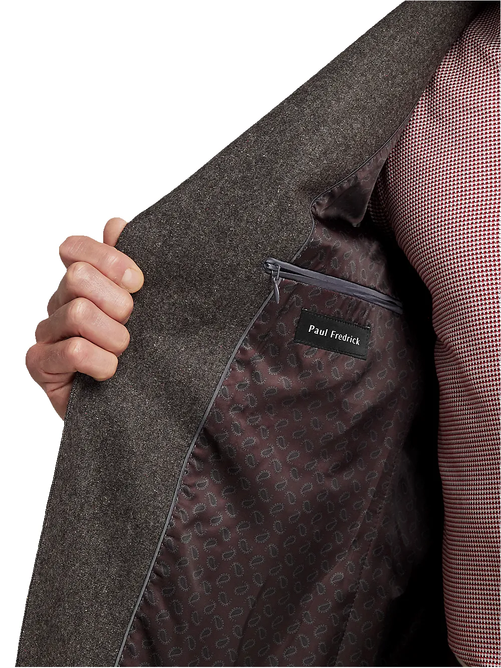 Wool Blend Donegal Single Breasted Notch Lapel Sport Coat - Charcoal sold by Paul Fredrick product image thumbnail 4