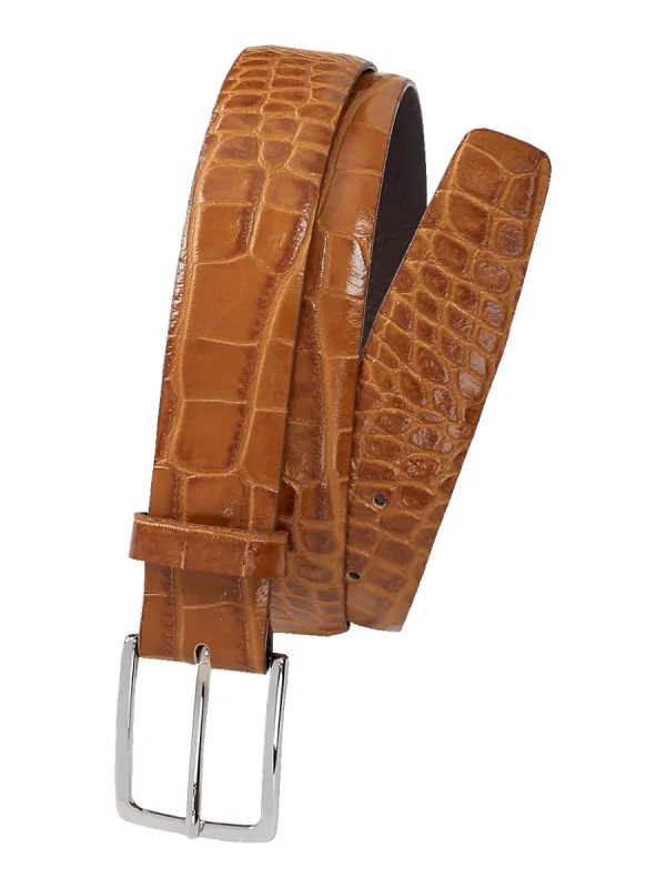 Crocodile Embossed with Changeable Buckle Belt - Camel sold by Paul Fredrick