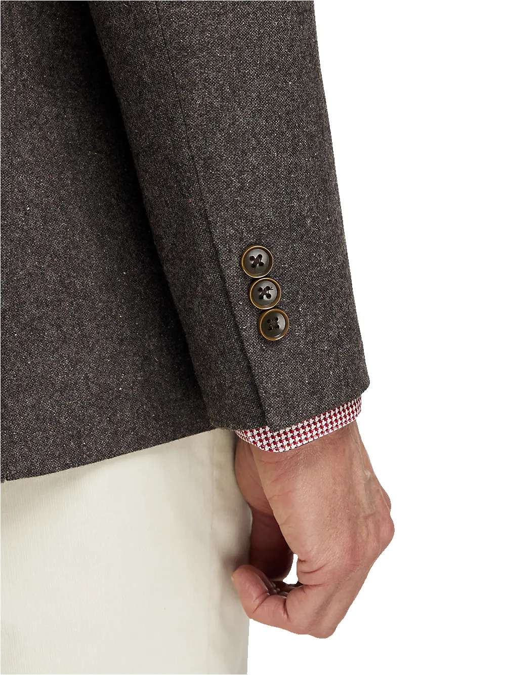Wool Blend Donegal Single Breasted Notch Lapel Sport Coat - Charcoal sold by Paul Fredrick product image thumbnail 3