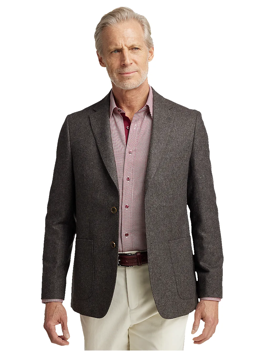 Wool Blend Donegal Single Breasted Notch Lapel Sport Coat - Charcoal sold by Paul Fredrick product image thumbnail 2