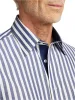 Non-Iron Cotton Bengal Stripe Dress Shirt With Contrast Trim - Sodalite sold by Paul Fredrick