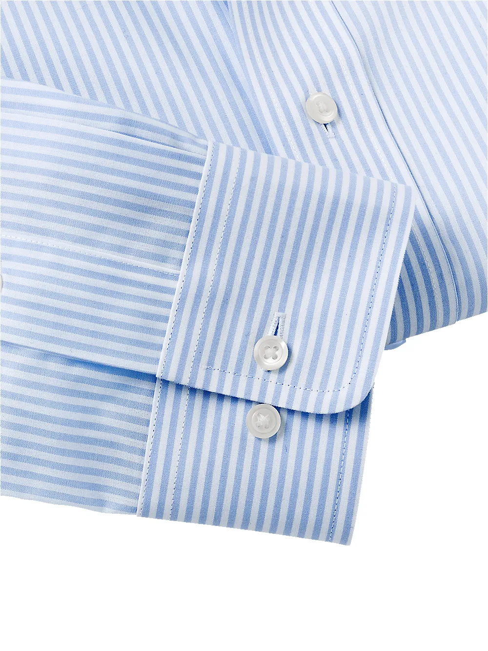Non-Iron Cotton Stripe Dress Shirt With Contrast Trim - Blue sold by Paul Fredrick product image thumbnail 4