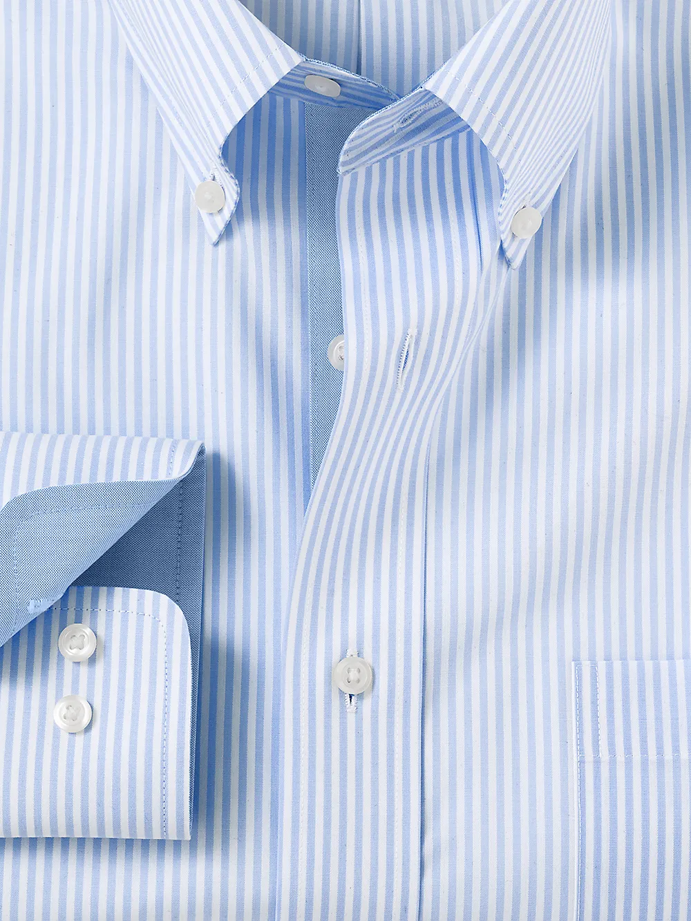 Non-Iron Cotton Stripe Dress Shirt With Contrast Trim - Blue sold by Paul Fredrick product image thumbnail 2