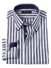Non-Iron Cotton Bengal Stripe Dress Shirt With Contrast Trim - Sodalite sold by Paul Fredrick