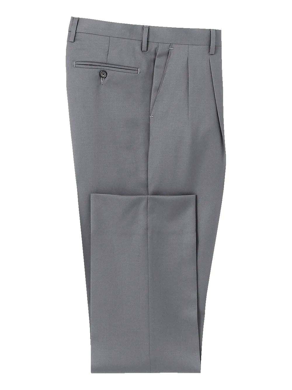 Wool Gabardine Pleated Pants - Grey sold by Paul Fredrick