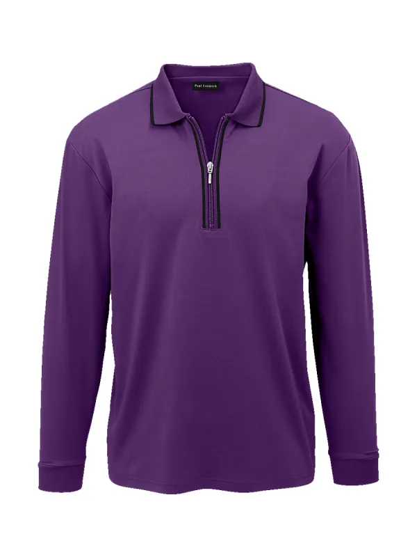 Mercerized Cotton Zip Polo - Dark Purple sold by Paul Fredrick