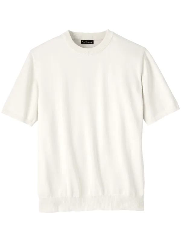 Supima Cotton Crew Neck Sweater - Off White sold by Paul Fredrick