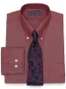 Pure Cotton Pinpoint Solid Color Button Down Collar Dress Shirt - Burgundy sold by Paul Fredrick