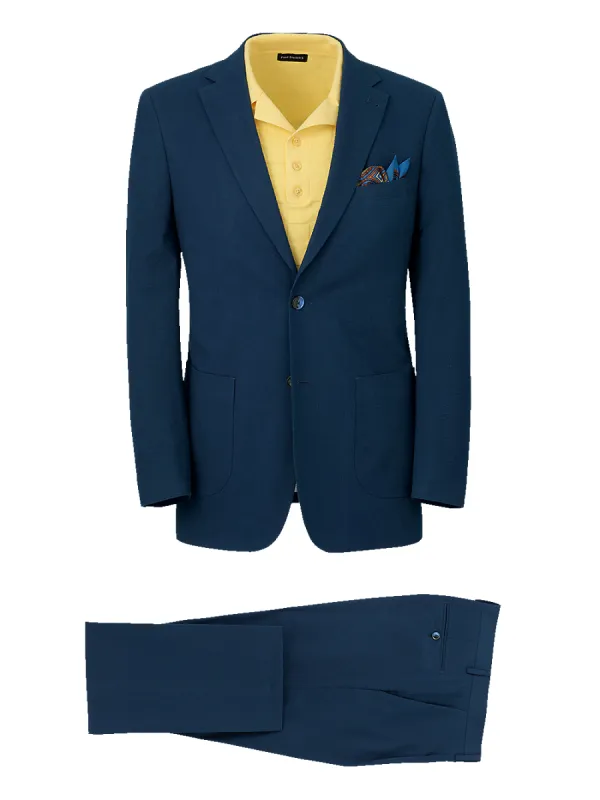 Cotton Stretch Seersucker Notch Lapel Suit - Navy sold by Paul Fredrick