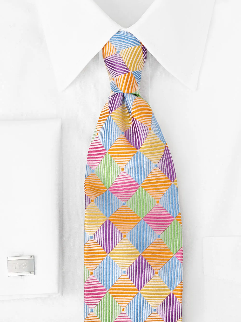 Geometric Woven Silk Tie sold by Paul Fredrick product image thumbnail 2