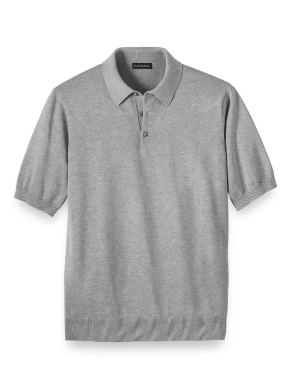 Supima Cotton Three Button Polo - Grey sold by Paul Fredrick