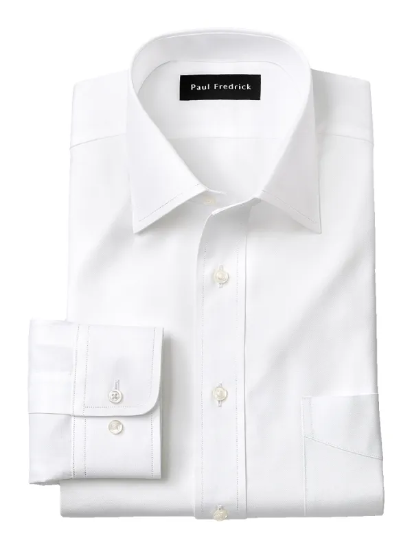 Superfine Egyptian Cotton Solid Color Spread Collar Dress Shirt - White sold by Paul Fredrick