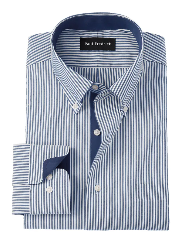 Non-Iron Cotton Bengal Stripe Dress Shirt With Contrast Trim - Sodalite sold by Paul Fredrick