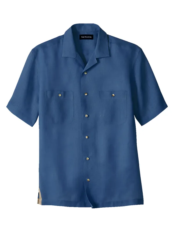 Linen Solid Casual Shirt - French Blue sold by Paul Fredrick