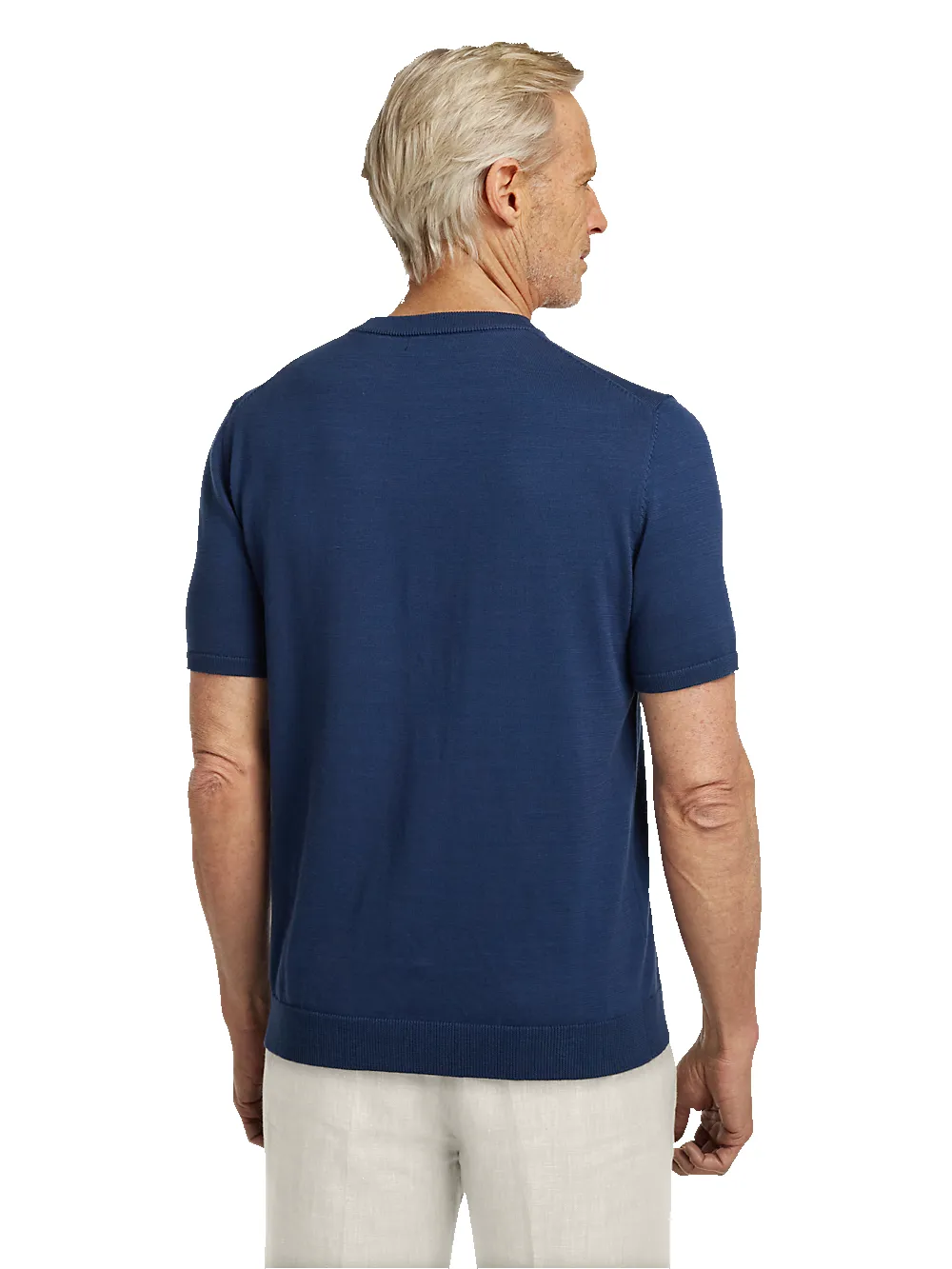 Supima Cotton Crew Neck Sweater - Navy sold by Paul Fredrick product image thumbnail 5