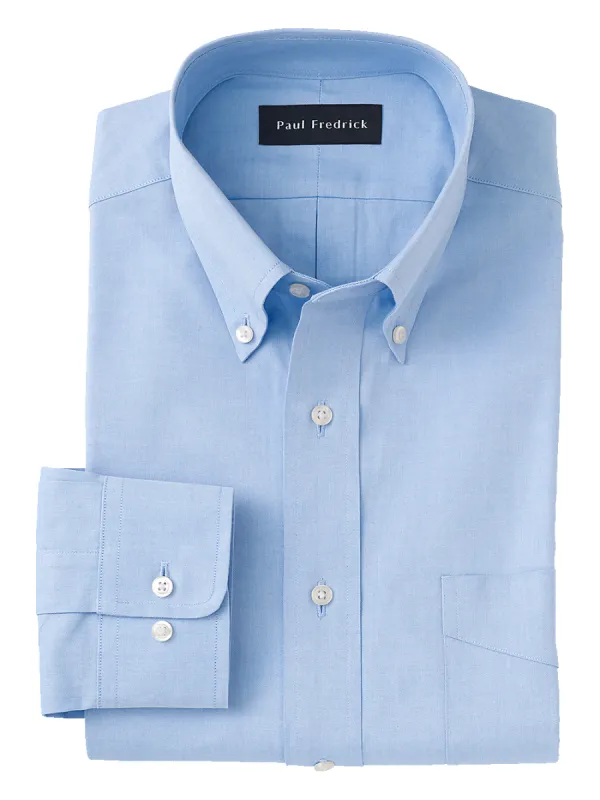 Pure Cotton Pinpoint Solid Color Button Down Collar Dress Shirt - Blue sold by Paul Fredrick