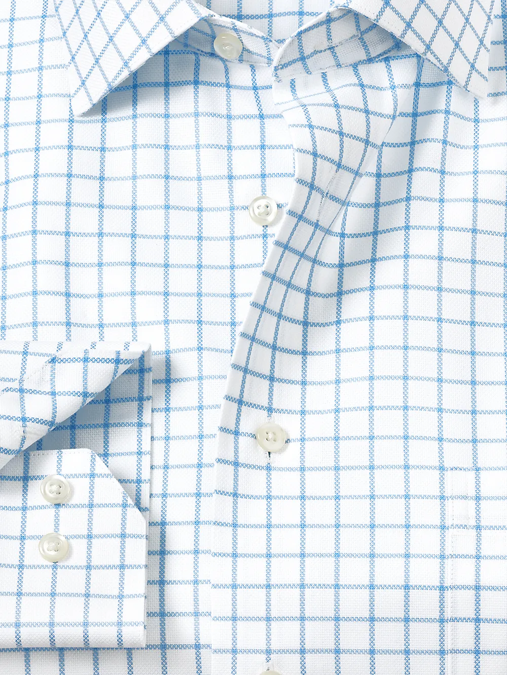 Royal Oxford Comfort Stretch Non-Iron Windowpane Dress Shirt - Blue sold by Paul Fredrick product image thumbnail 2