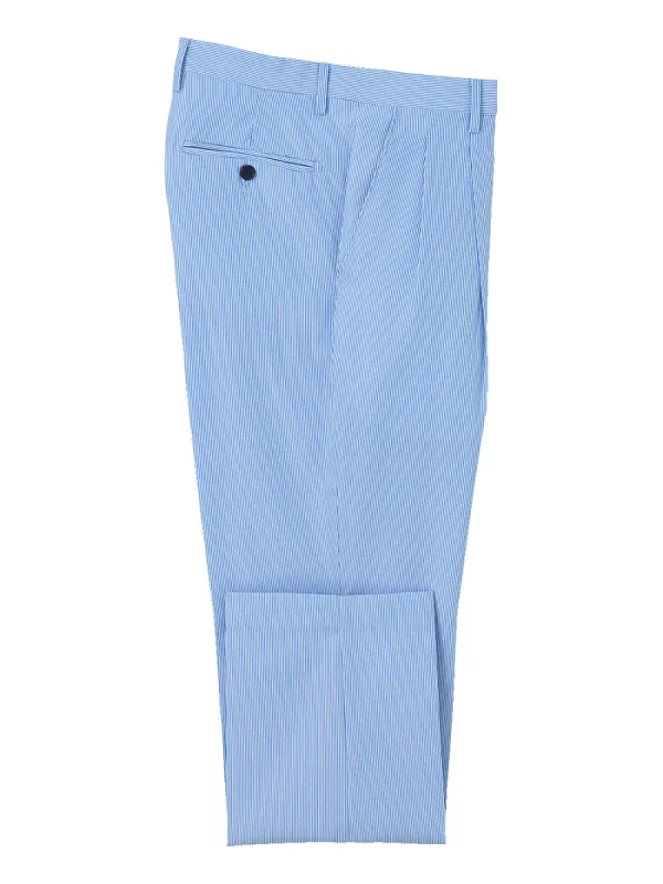 Pinstripe Pleated Pants - Blue Stripe sold by Paul Fredrick