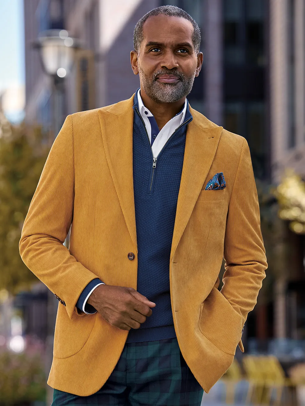 Corduroy Microfiber Single Breasted Peak Lapel Sport Coat sold by Paul Fredrick product image thumbnail 2