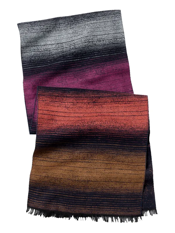 Bold Stripe Brushed Silk Scarf - Rust Multi sold by Paul Fredrick