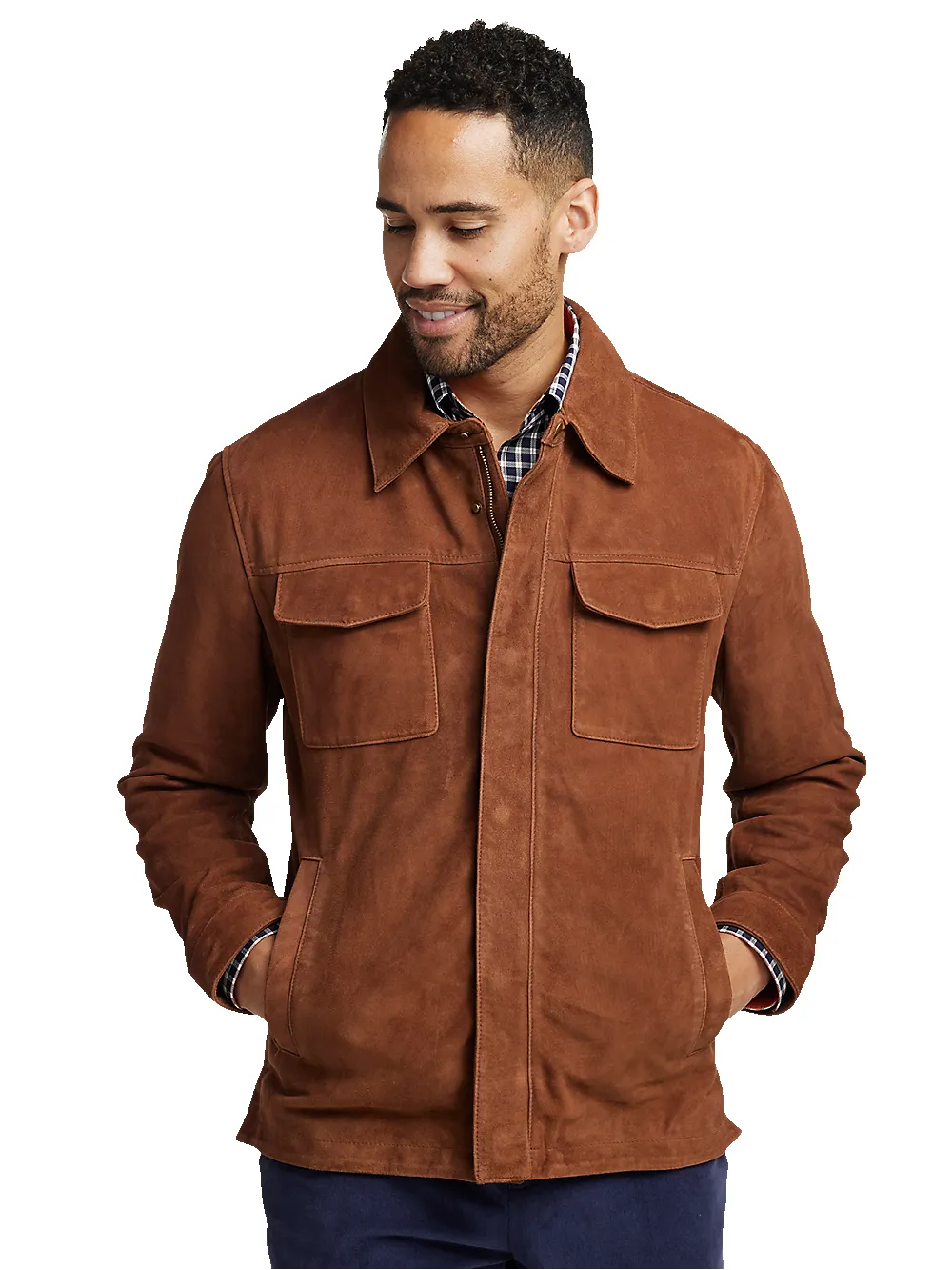 Suede Bomber Jacket - Chestnut sold by Paul Fredrick product image thumbnail 2
