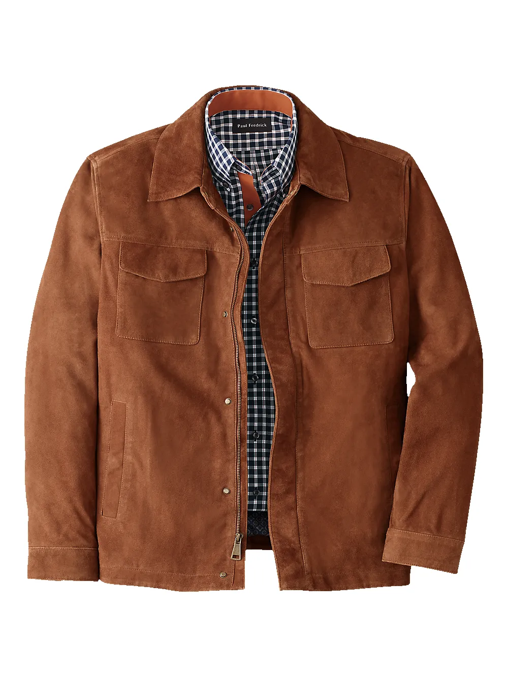 Suede Bomber Jacket - Chestnut sold by Paul Fredrick