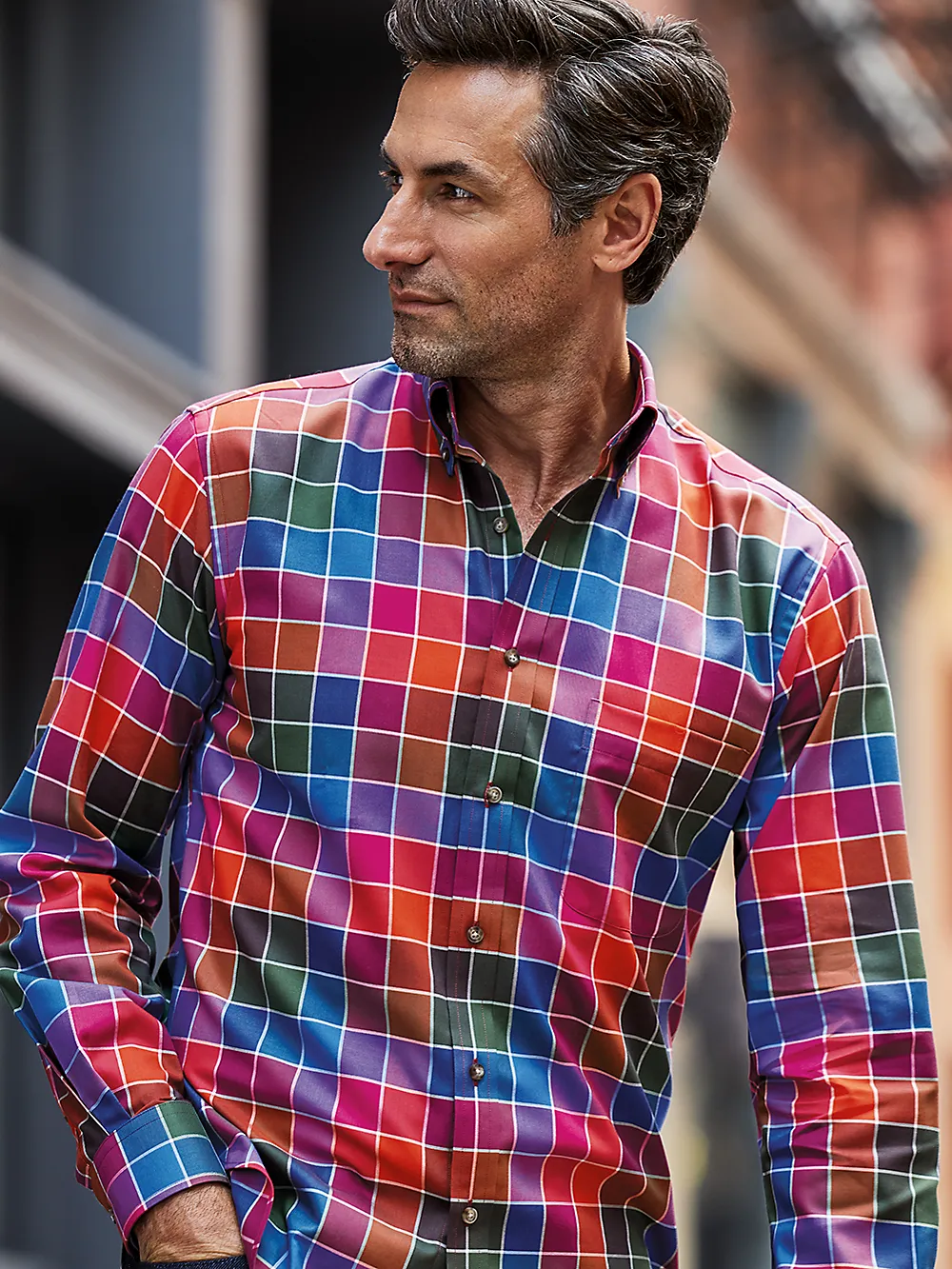 Cotton Buffalo Plaid Casual Shirt - Multi sold by Paul Fredrick product image thumbnail 2