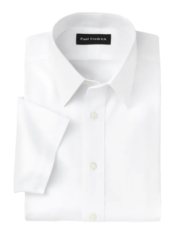Non-Iron Cotton Pinpoint Solid Point Collar Short Sleeve Dress Shirt - White sold by Paul Fredrick