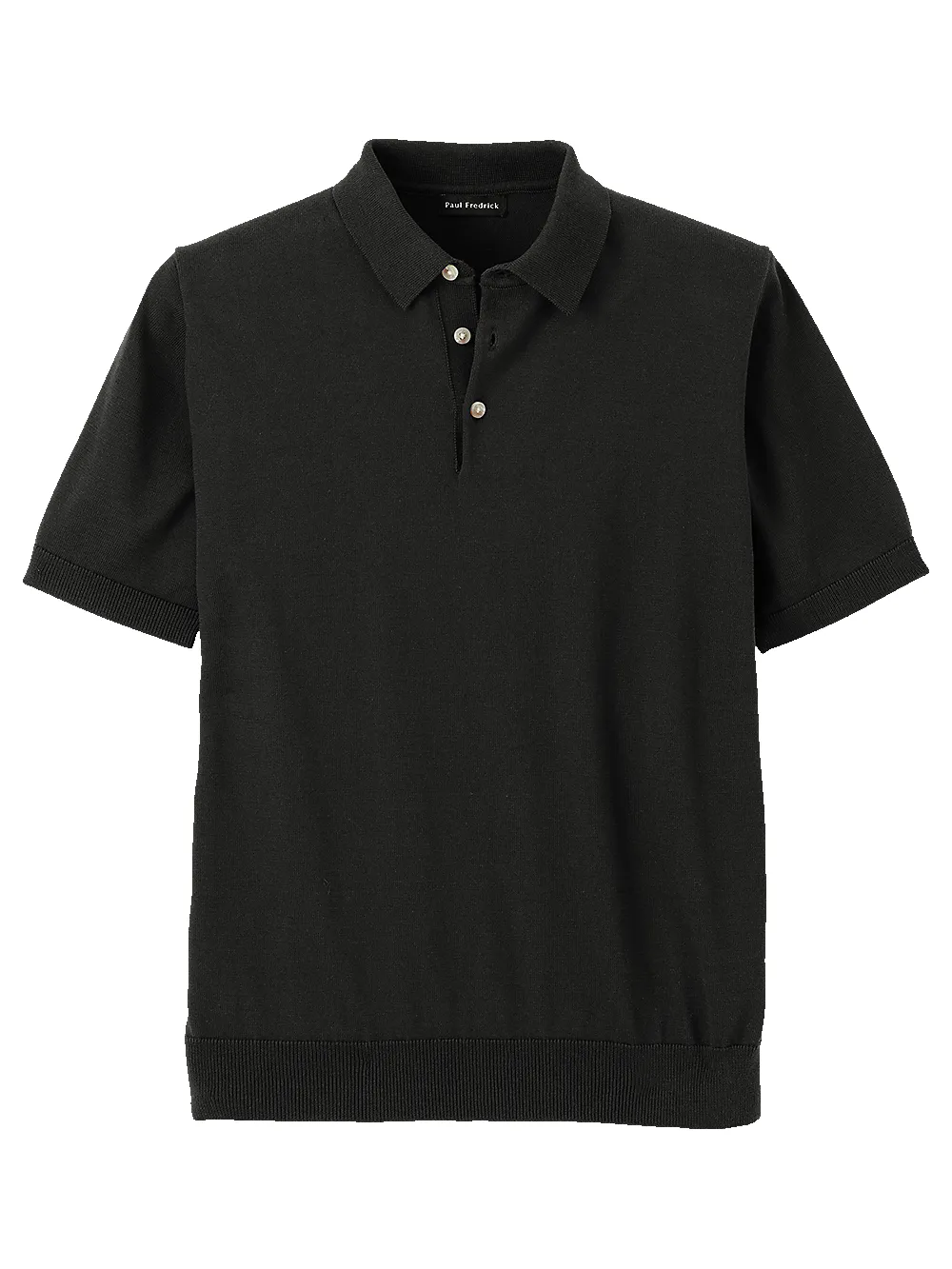 Supima Cotton Three Button Polo - Black sold by Paul Fredrick