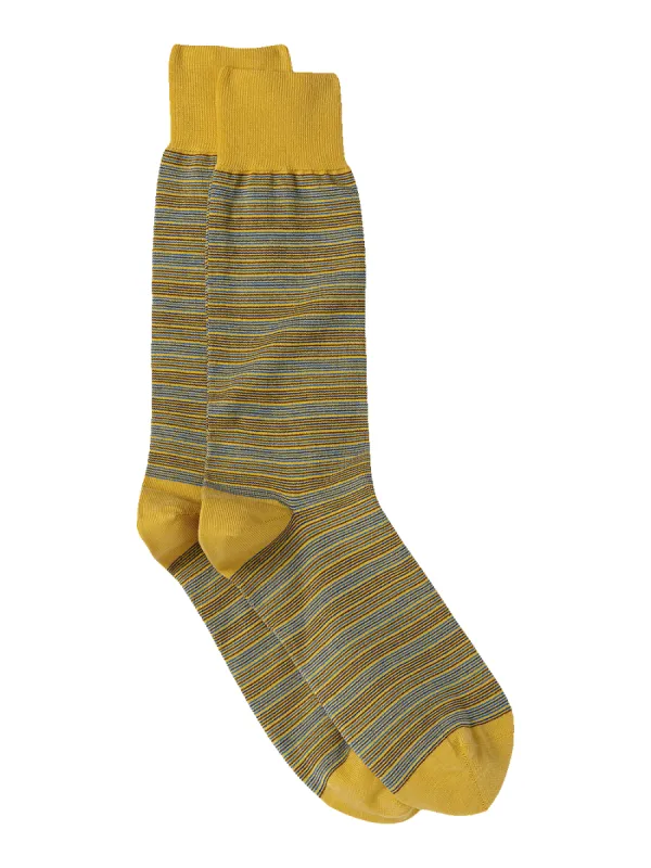 Stripe Cotton Blend Socks - Yellow Multi sold by Paul Fredrick