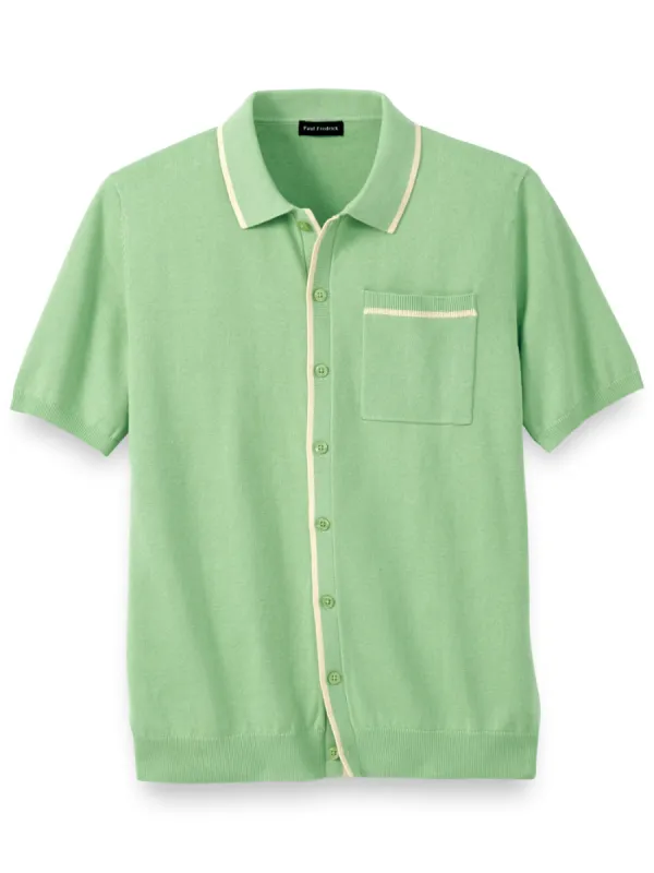 Cotton Button Front Polo sold by Paul Fredrick