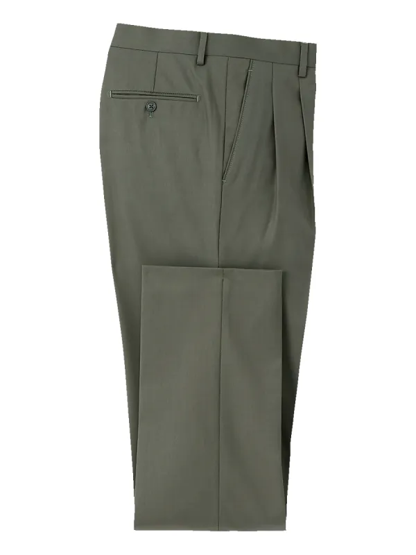 Travel Pleated Pants - Olive sold by Paul Fredrick