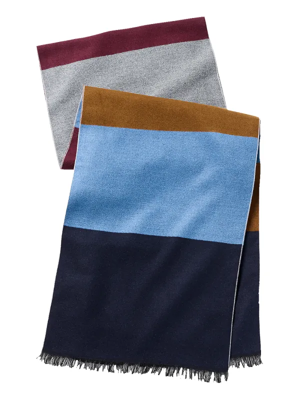 Color Block Brushed Silk Scarf - Navy Multi sold by Paul Fredrick