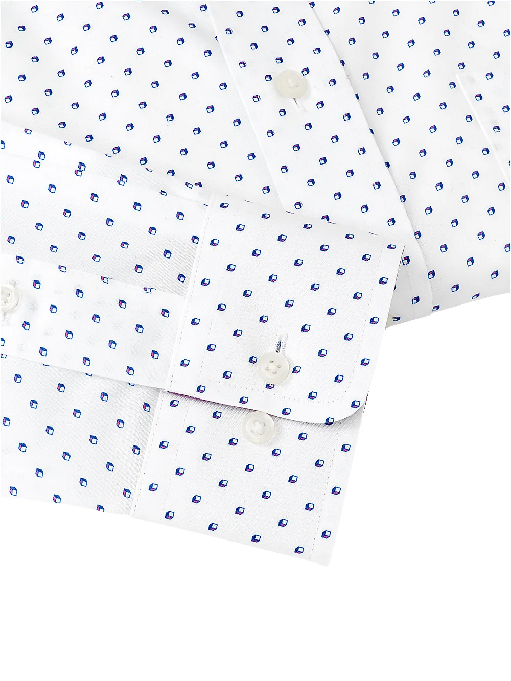 Non-Iron Cotton Mini Box Print Dress Shirt With Contrast Trim - Purple sold by Paul Fredrick product image thumbnail 5