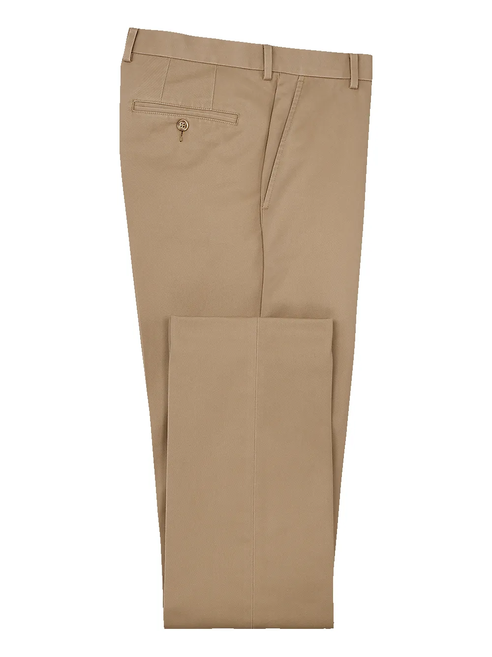 Non Iron Chino Flat Front Pants - Dark Khaki sold by Paul Fredrick