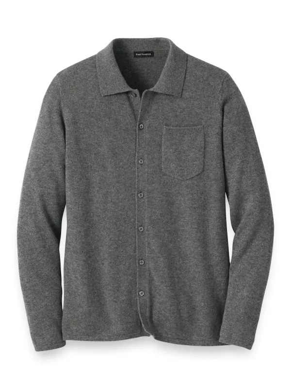 Cashmere Button Front Polo sold by Paul Fredrick