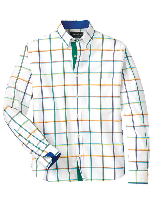 Cotton Windowpane Casual Shirt With Contrast Trim - Multi sold by Paul Fredrick